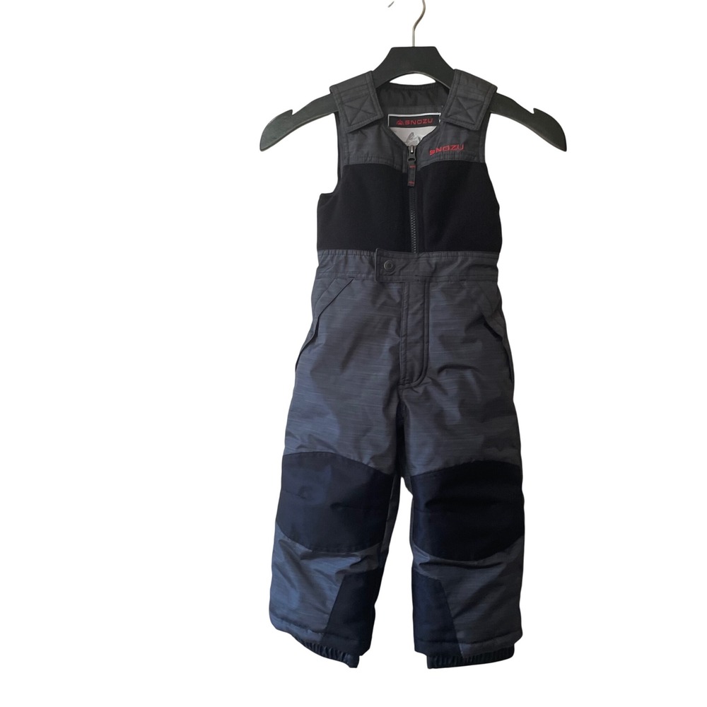 Snozu Kids' Snow Bibs Overalls Winter Ski Gray Black 3T Toddler